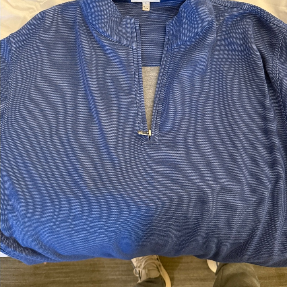 Peter Millar Textured Blue Knit Pullover